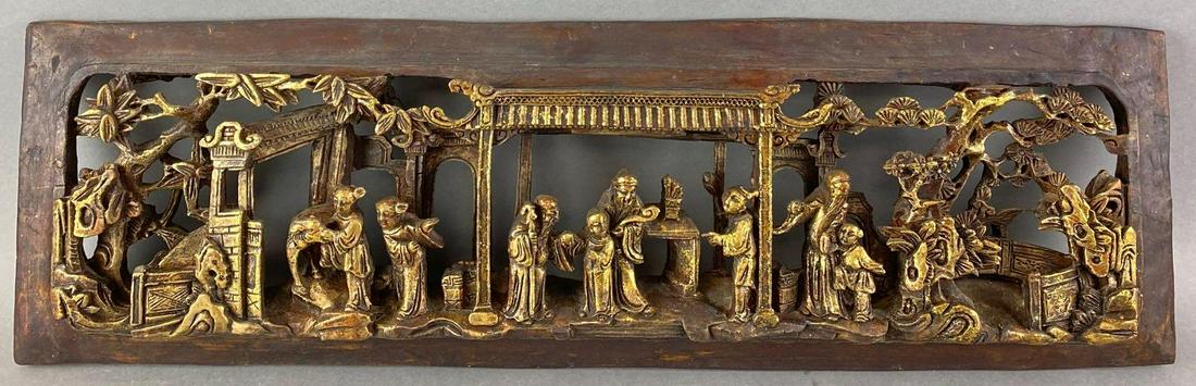 Asian Style Wood Carved Wall Hanging Art (1 of 7)