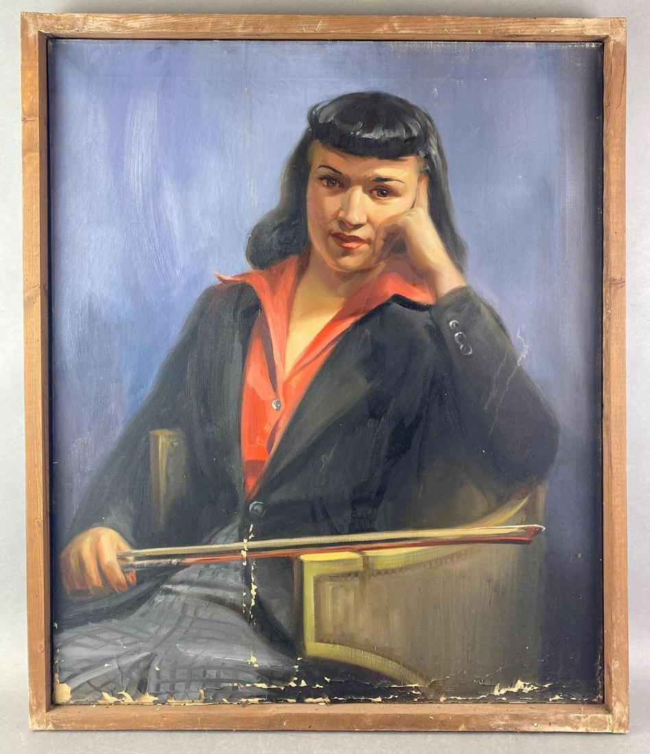 Violinist Framed Oil Painting on Canvas (1 of 6)