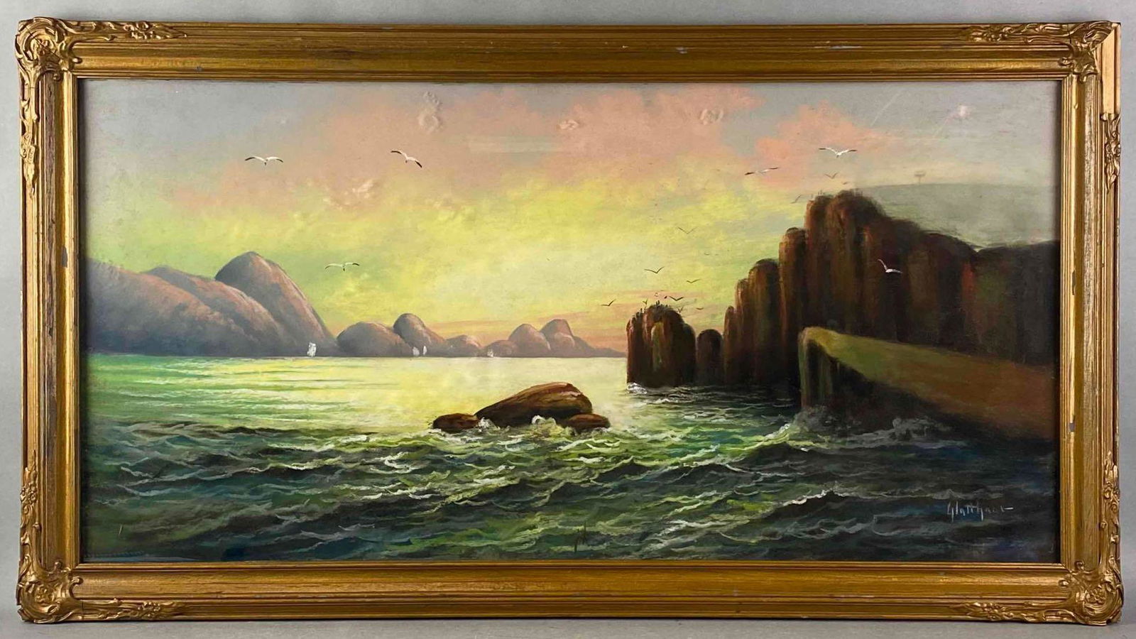 Cliffs by the Ocean Framed Chalk Art (1 of 6)