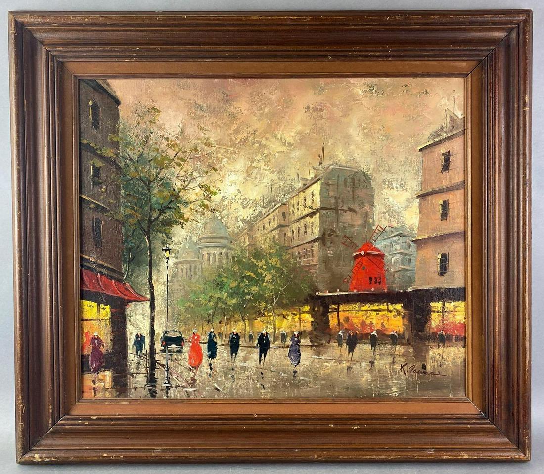 K. P. Street View Framed Oil Painting on Canvas (1 of 6)
