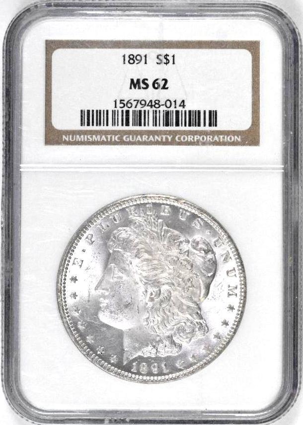 1891 P Morgan Silver Dollar (NGC) MS62 (1 of 2)