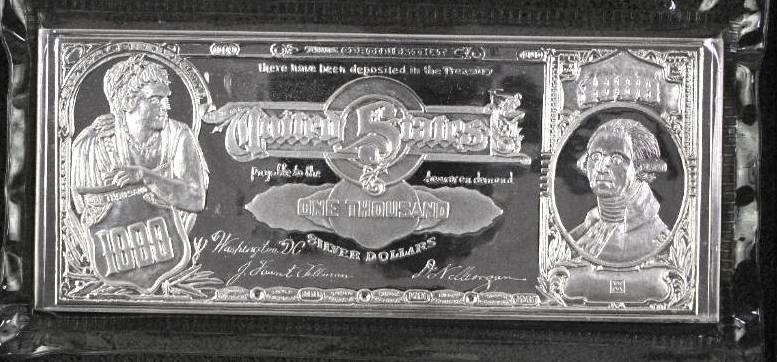 Washington Mint 1000 Silver Certificate 16oz. .999 Fine (1 of 3)