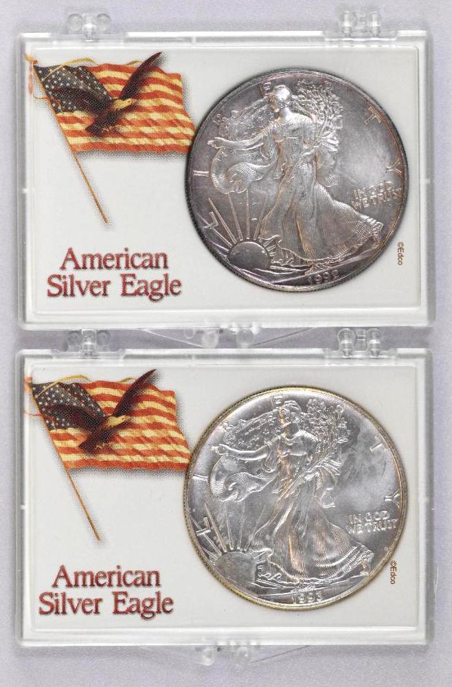Group of (2) American Silver Eagles 1oz. 1992 & 1993 (1 of 2)