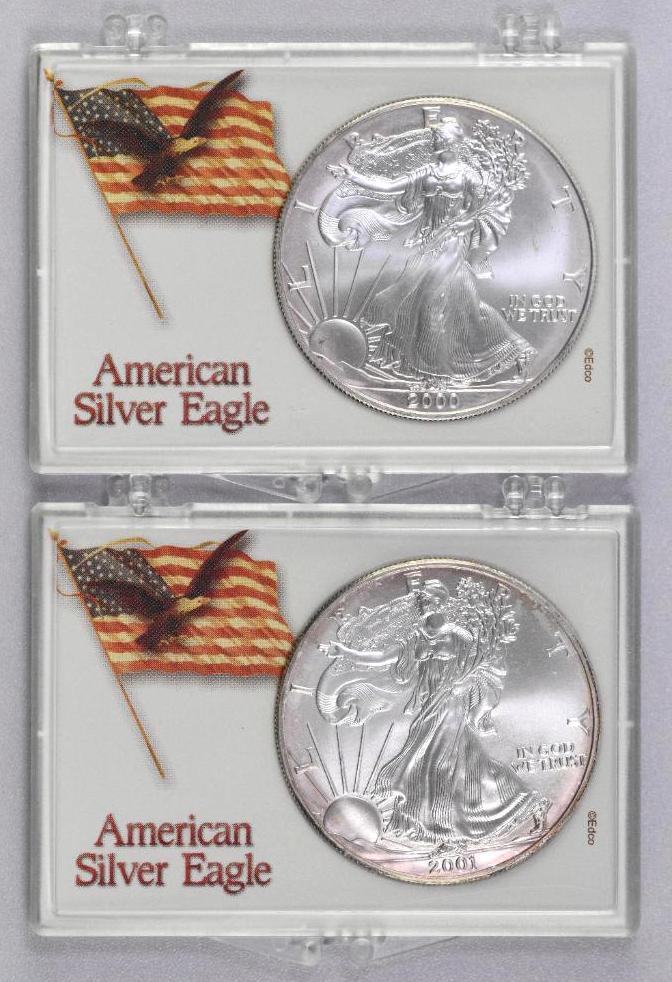 Group of (2) American Silver Eagles 1oz. 2000 & 2001 (1 of 2)
