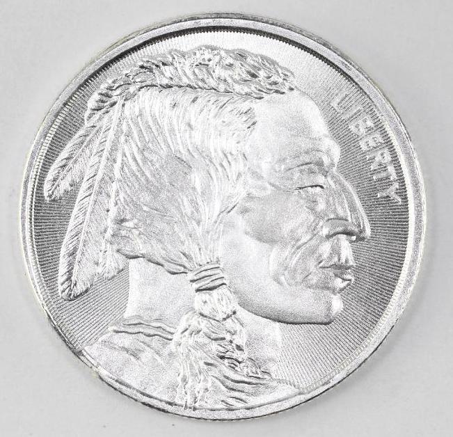 Indian / Buffalo Design 1oz. .999 Fine Silver Round (1 of 2)