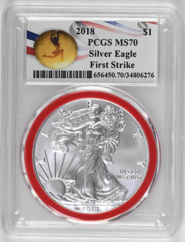 2018 American Silver Eagle 1oz. (PCGS) MS70  Olympic (1 of 2)