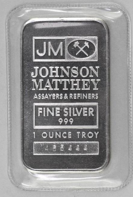 HTF Johnson Matthey 1oz. .999 Fine Silver Ingot/Bar: One Ounce .999 Fine Silver