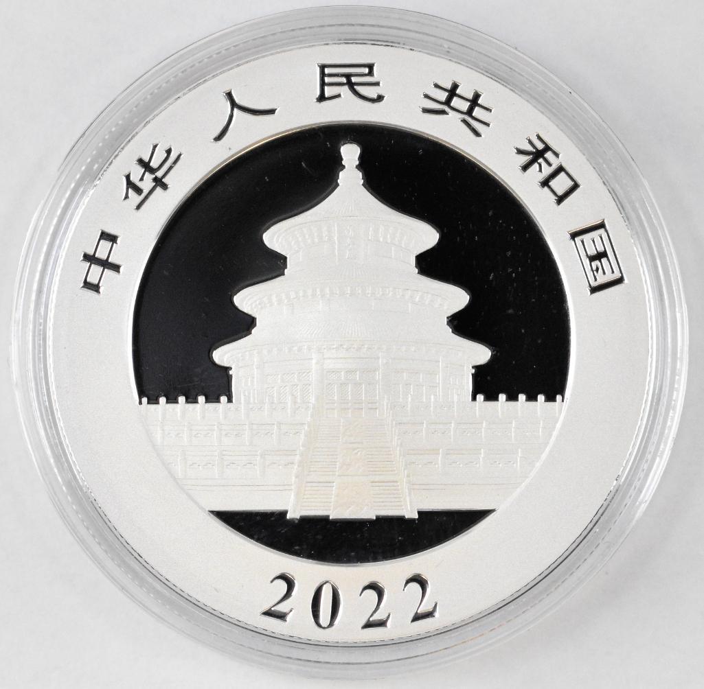 2022 China Silver Panda coin 30 gram 10 Yuan .999 Fine (1 of 2)