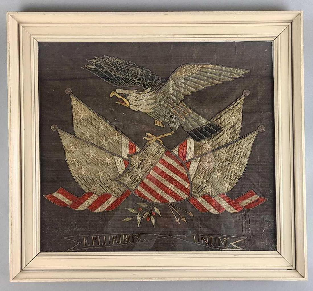 19th Century Patriotic Silk Needlework US Eagle (1 of 4)