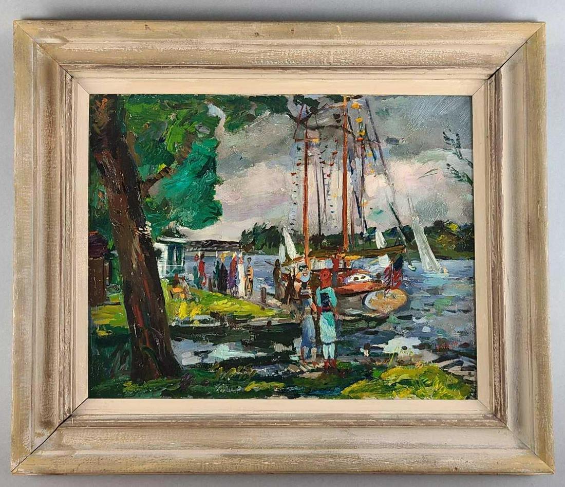 Francis Chapin Sailboat Race Oil Painting on board (1 of 9)