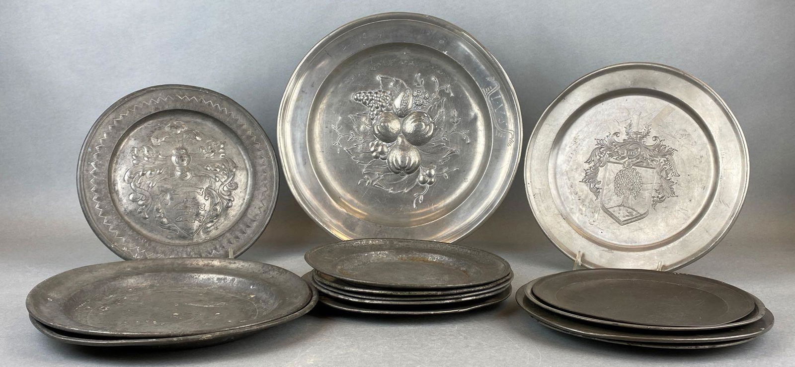 Group of 12 Pewter Plates 18th-19th Century (1 of 5)