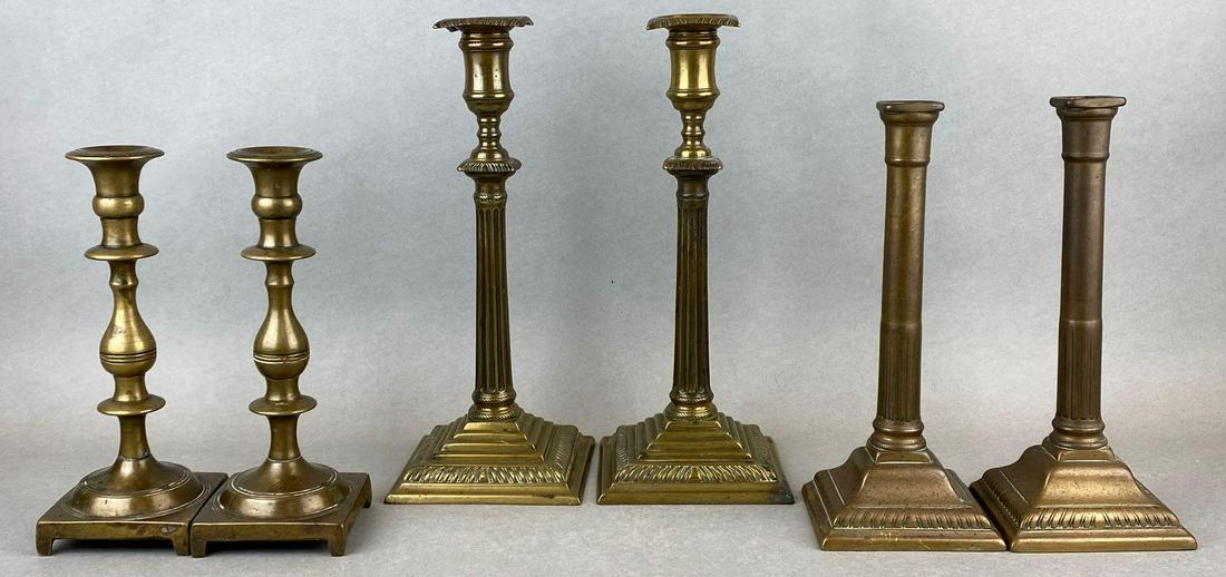 Group of 6 Assorted Brass Candlesticks (1 of 4)