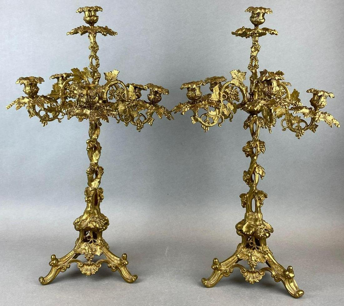 Set of 2 Ornate Brass Tabletop Candelabras (1 of 6)
