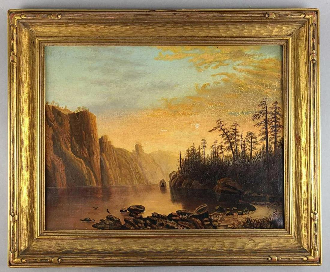 19th Century Landscape Sunset Oil Painting (1 of 5)