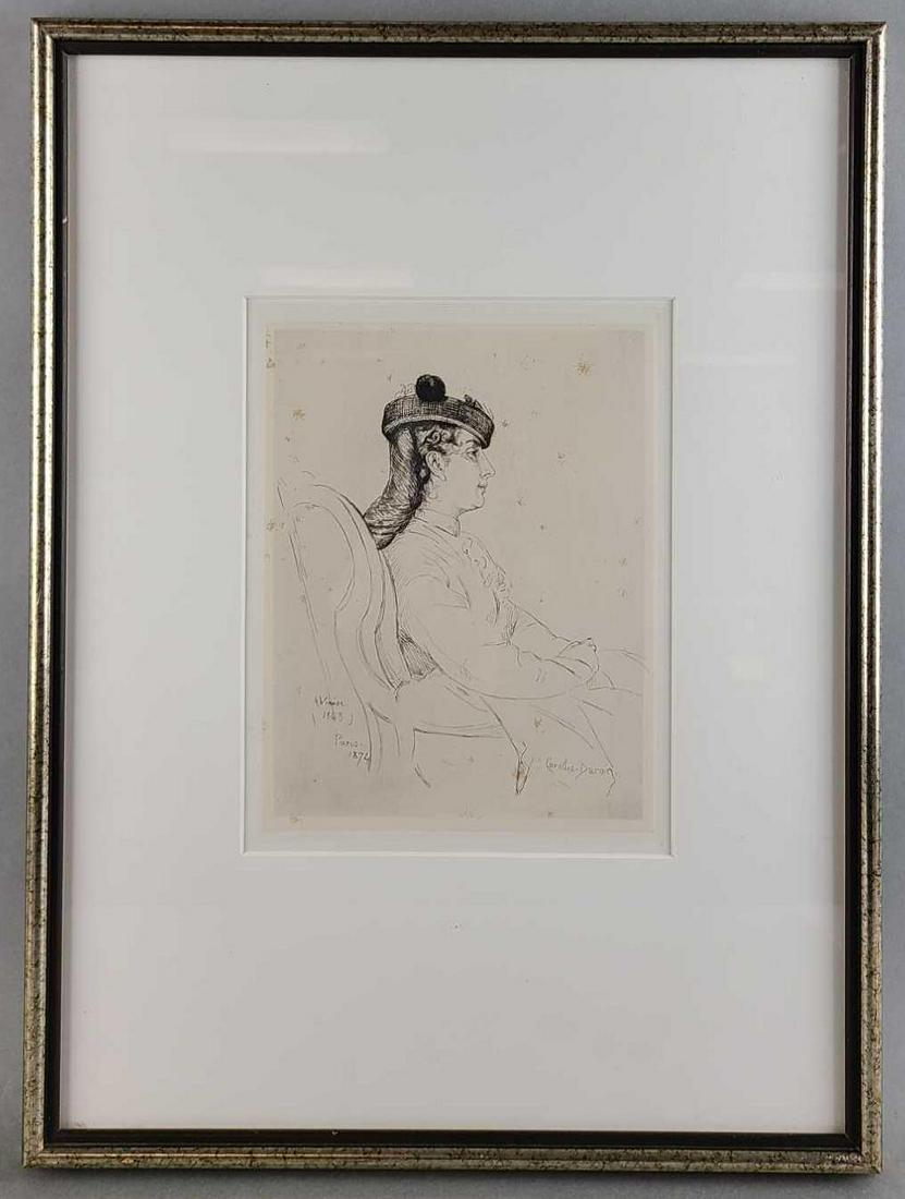 19th Century Carolus Duran Dry Point Etching of Woman (1 of 5)