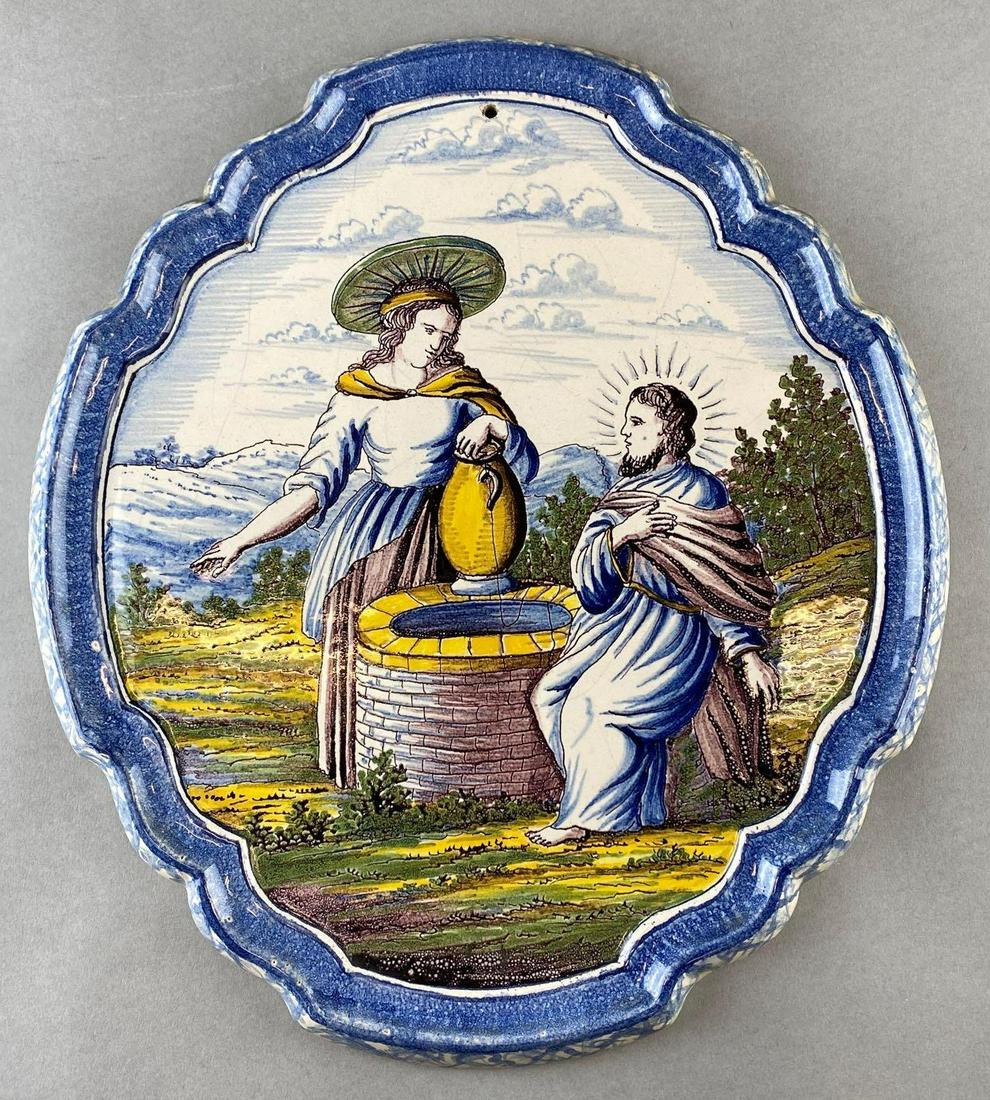 17-18th Century Large Ceramic Scalloped Wall Plaque (1 of 5)
