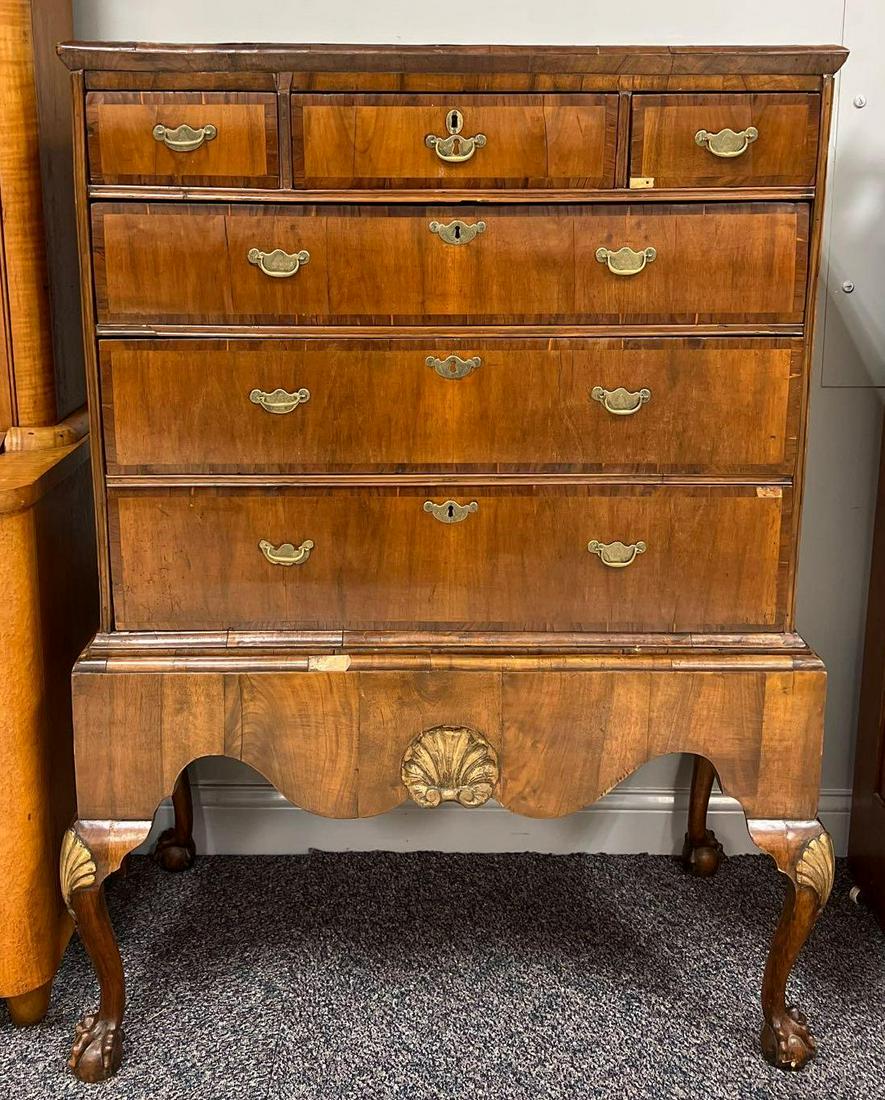 Antique Walnut Dresser with Ball and Claw Feet (1 of 6)