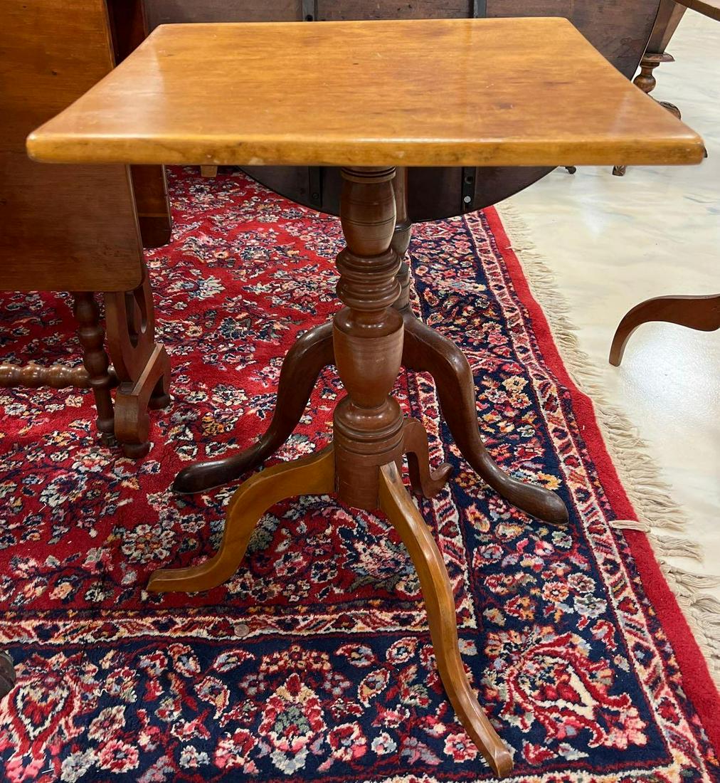 Antique 3 Legged Pine Candle Stand (1 of 3)