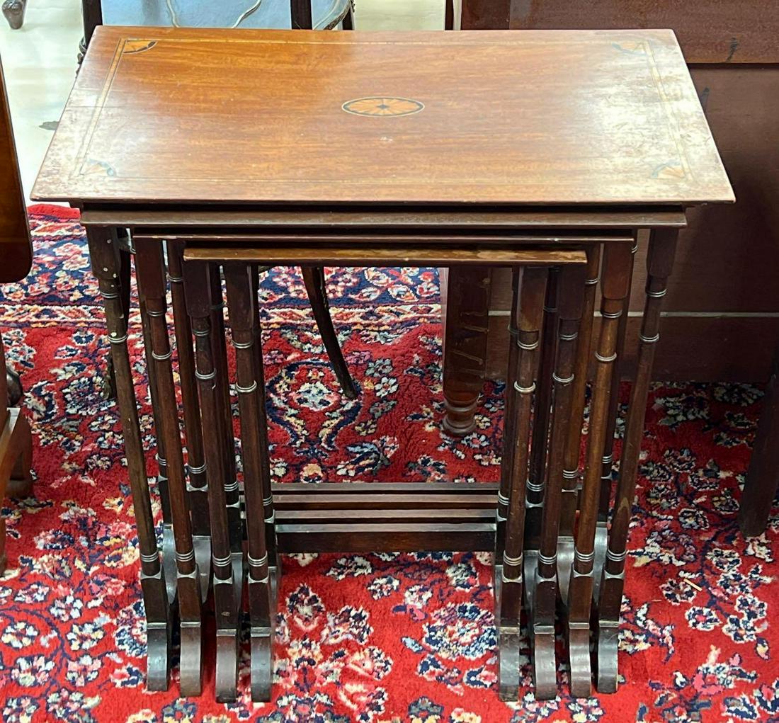 Antique Mahogany Inlayed Nesting Tables (1 of 4)