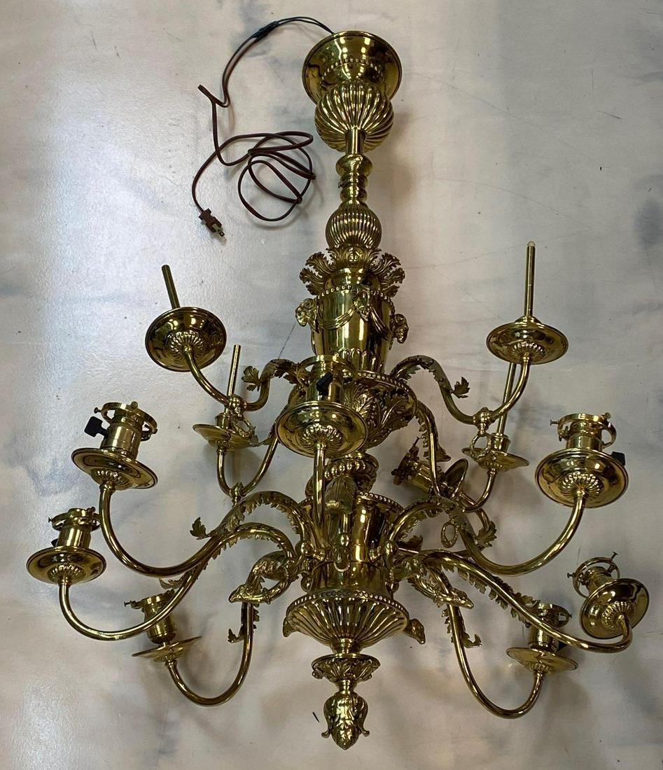 Large Ornate Electric Brass Light Fixture (1 of 6)
