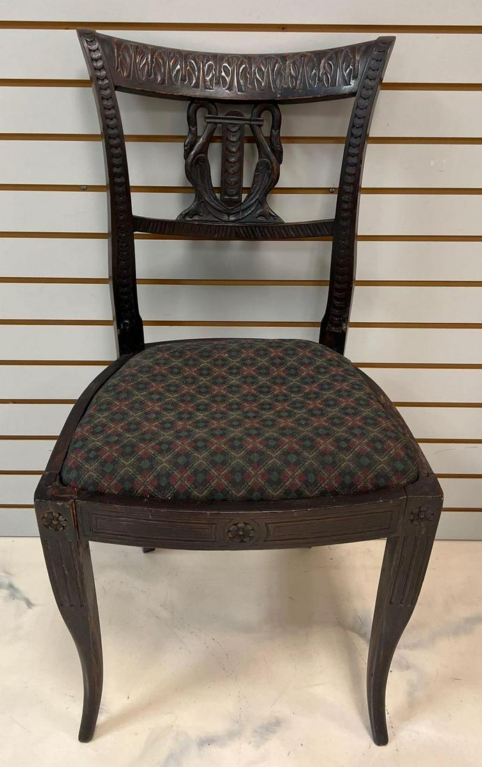 Antique Walnut Chair with Ornate Carved Back (1 of 7)