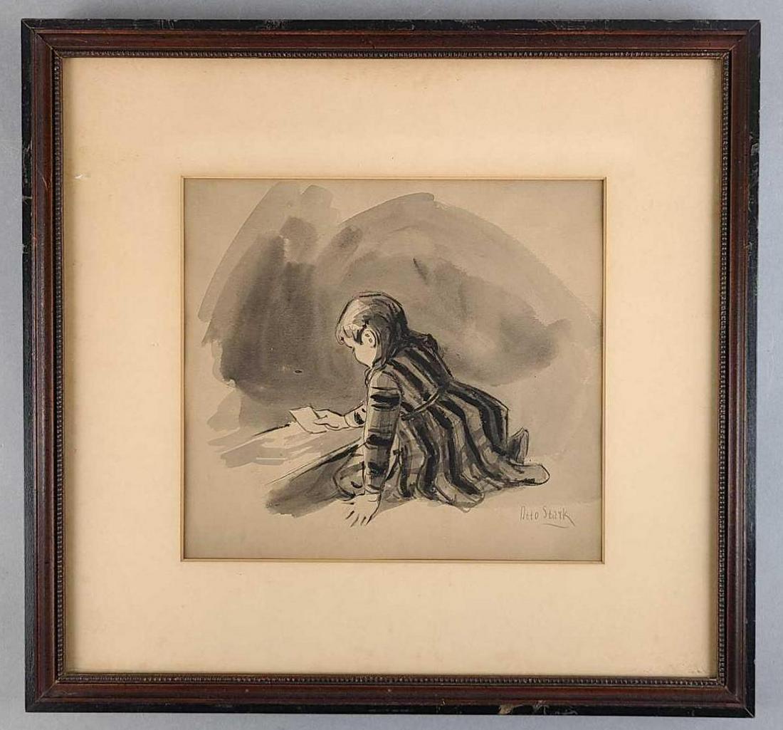 19th Century Otto Stark Watercolor on paper (1 of 6)