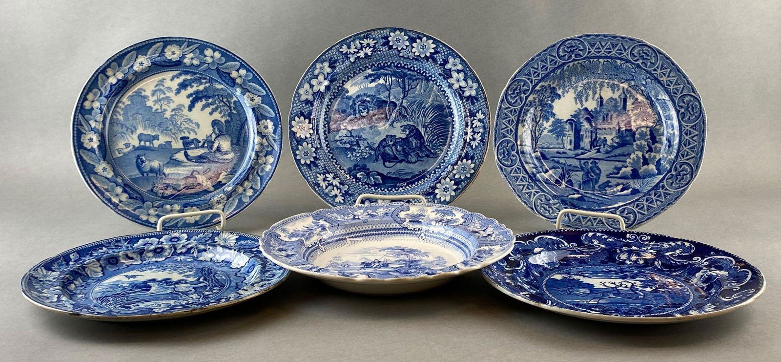 Group of 6 Blue and White Transferware Plates (1 of 6)