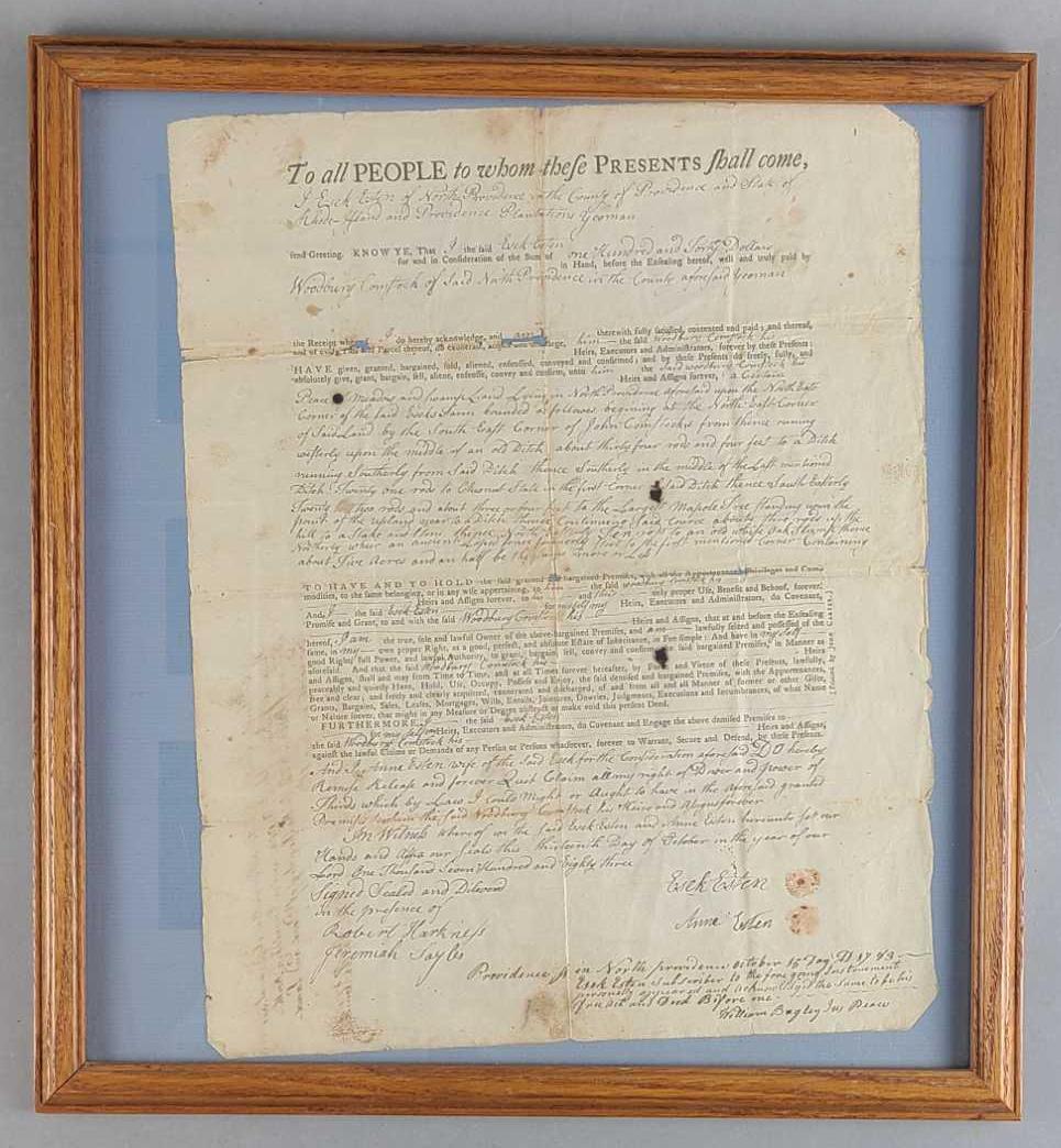 1793 Contract or Land Deed from Rhode Island (1 of 5)