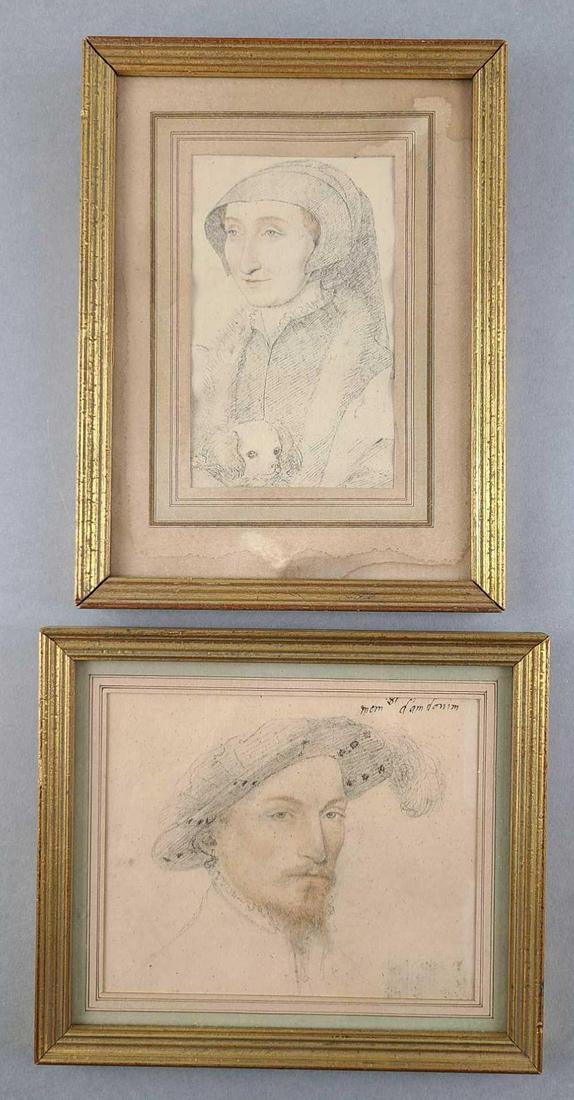 After: Francois Clouet (c1510-1572) Engravings: Paul, Lord of Anouins. Marguerite d'Angoulemere. Larger frame is 8.5 x 6.25 inches