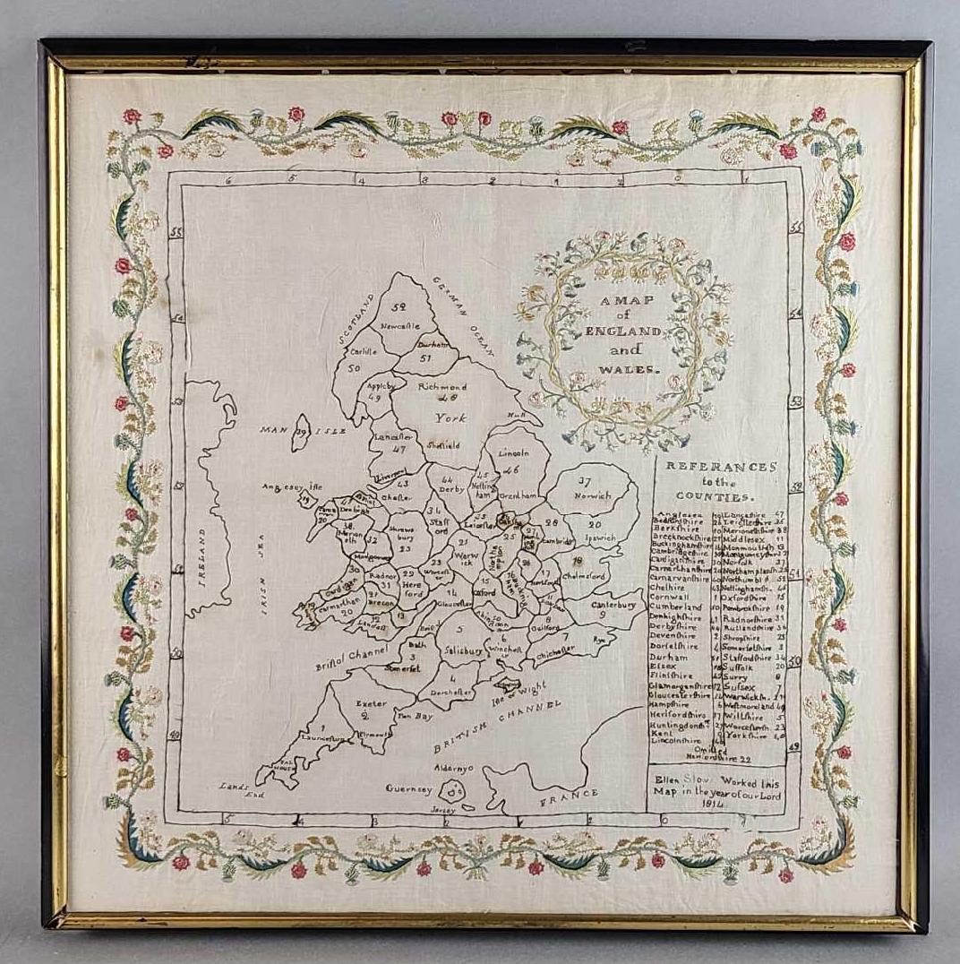 1814 Needlework Map of England and Wales (1 of 6)