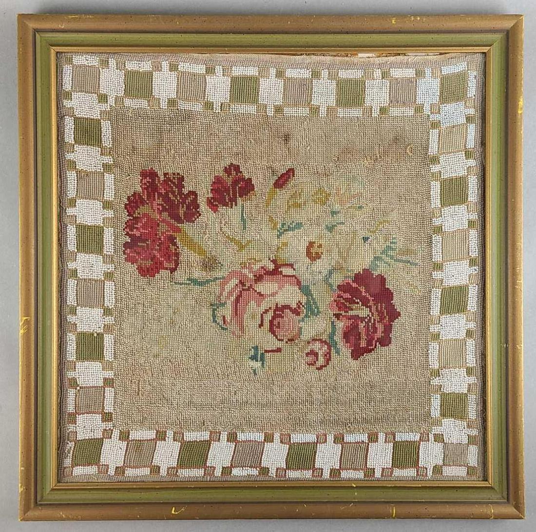 19th Century Beaded Needlepoint Flowers (1 of 5)