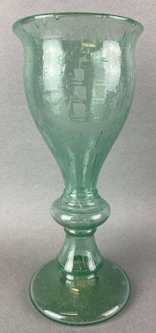18th-19th Century Etched Blown Flip Glass Chalice (1 of 6)