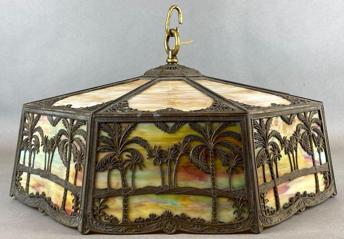 Antique Hanging Slag Glass Lamp (1 of 7)