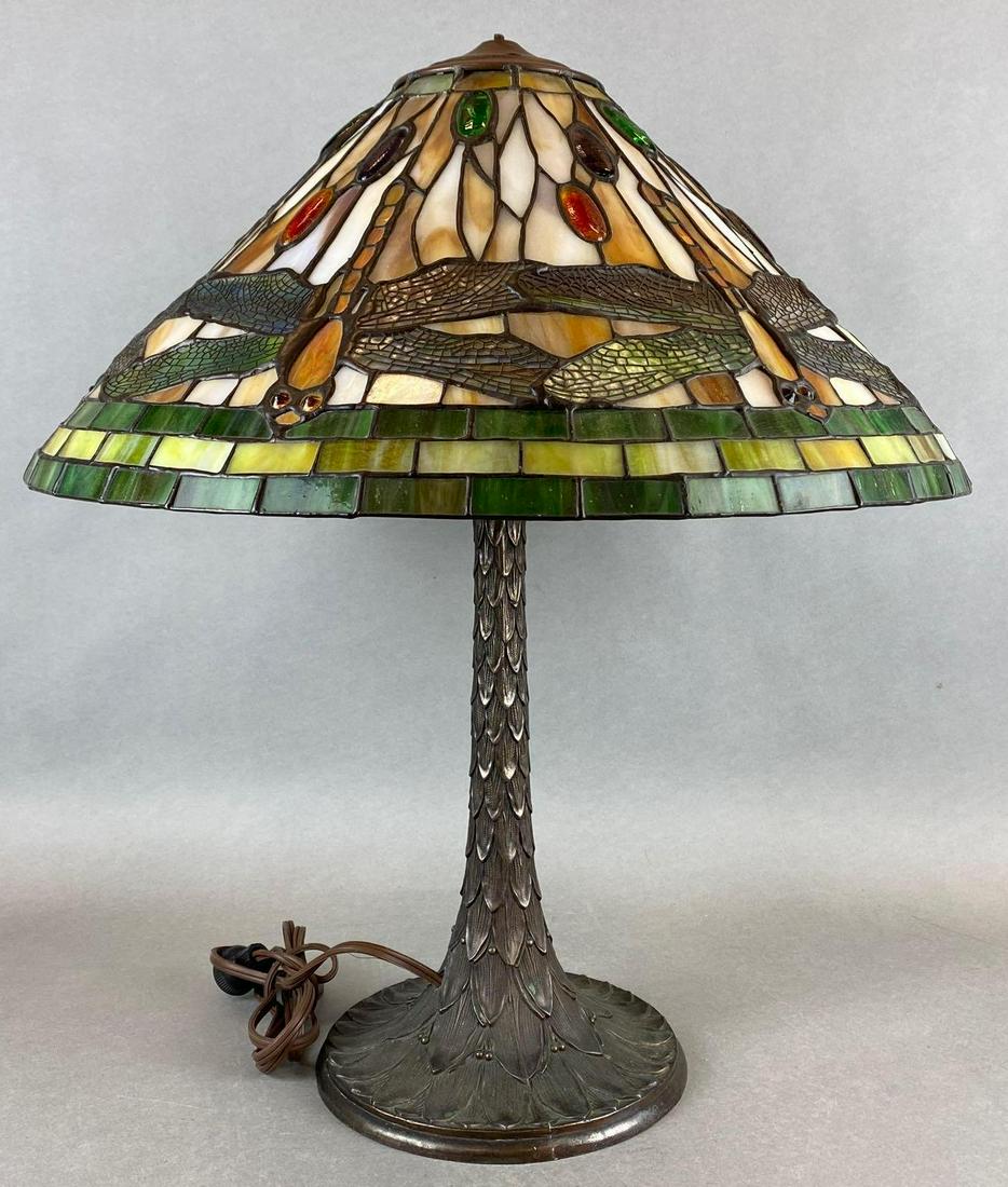 Vintage Stained Glass Dragonfly Table Lamp (1 of 7)
