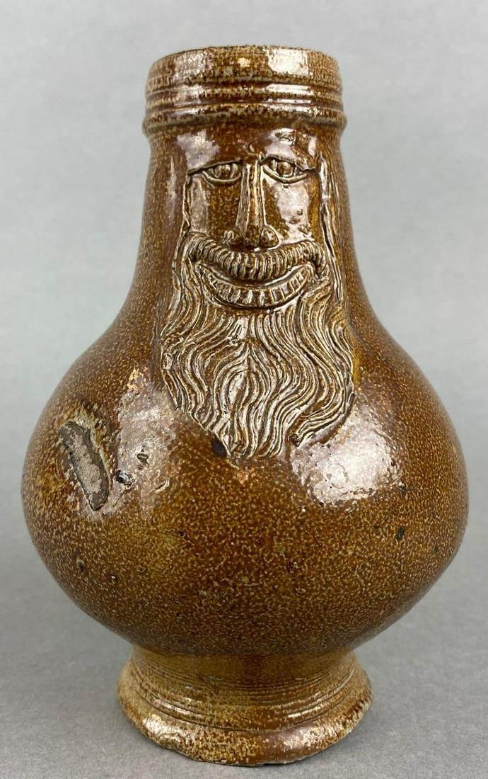 17th-18th German Stoneware Salt Glazed Bellarmine Jug (1 of 6)