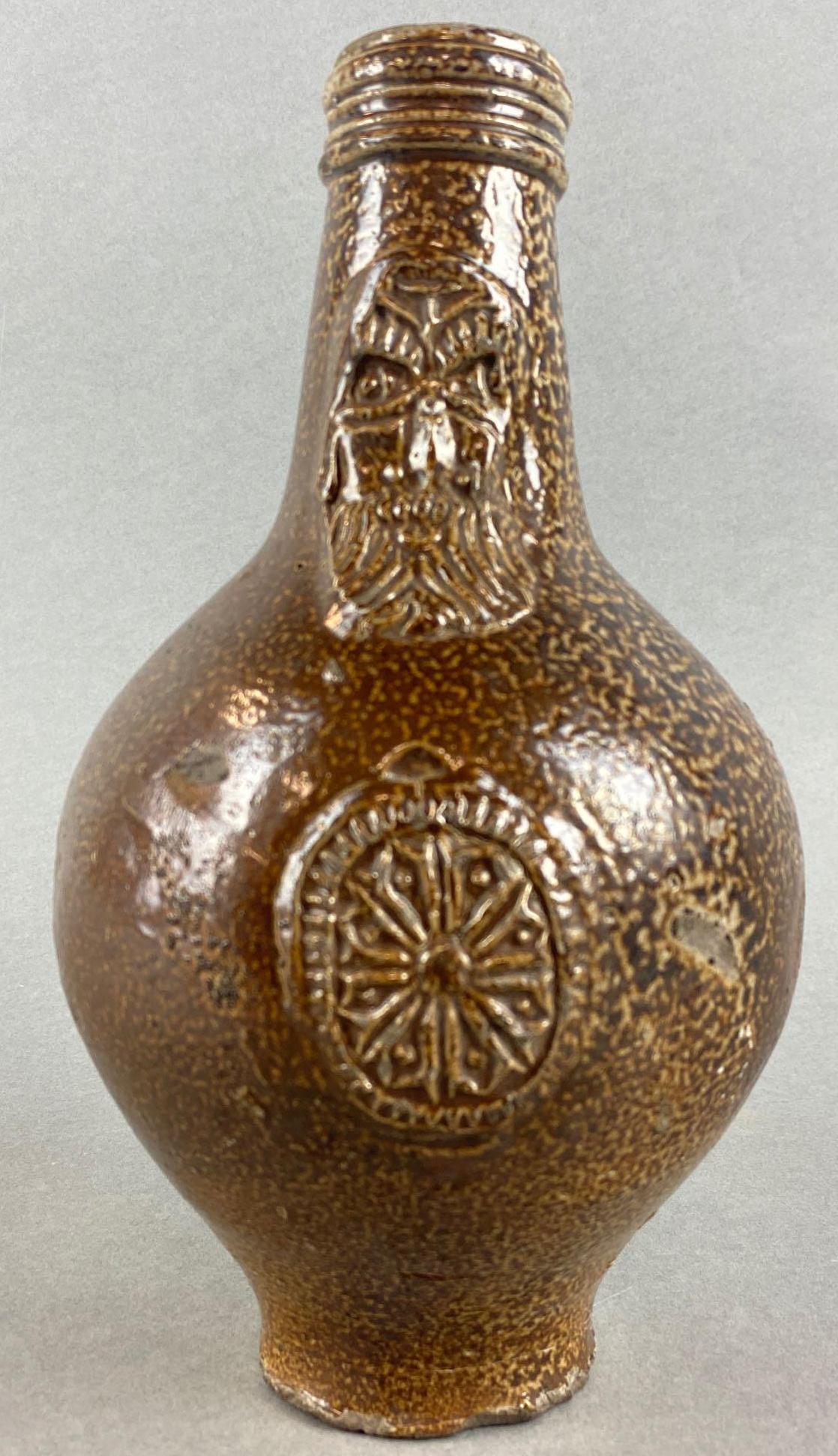 17th-18th German Stoneware Salt Glazed Bellarmine Jug (1 of 3)