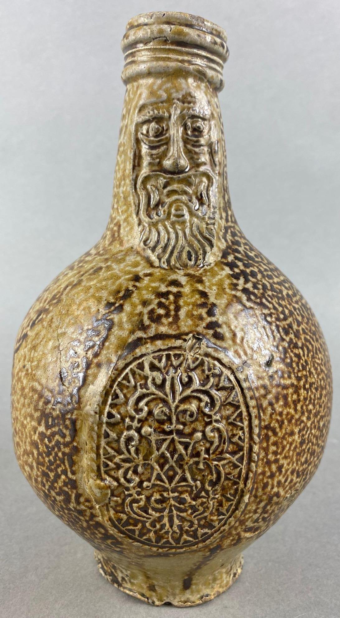 17th-18th German Stoneware Salt Glazed Bellarmine Jug (1 of 7)