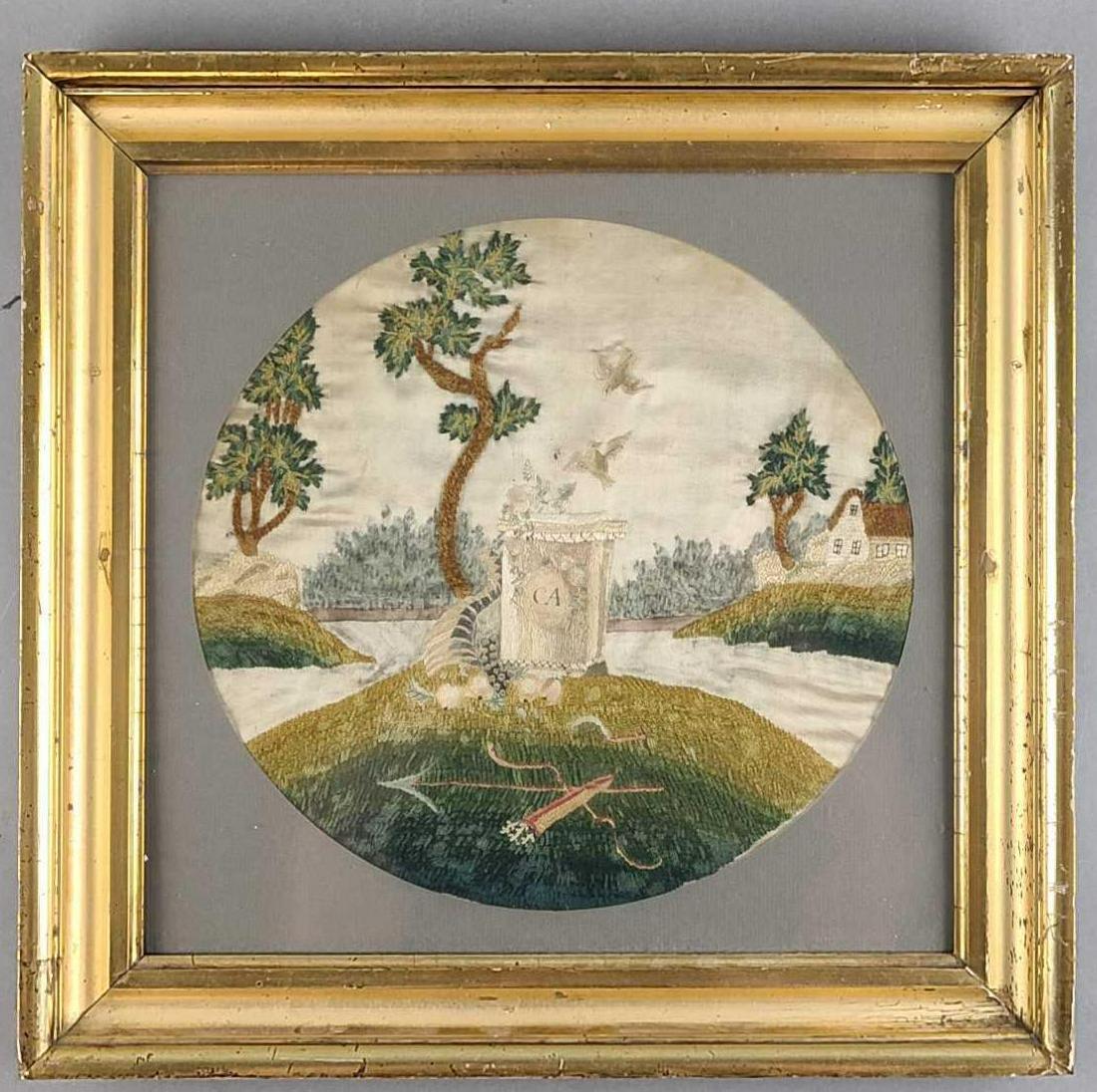 A Wonderful Early 19th Century Memorial Silkwork (1 of 6)