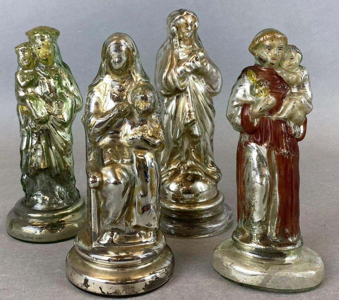 19th Century Group of 4 Mercury Glass Religious Icons (1 of 9)