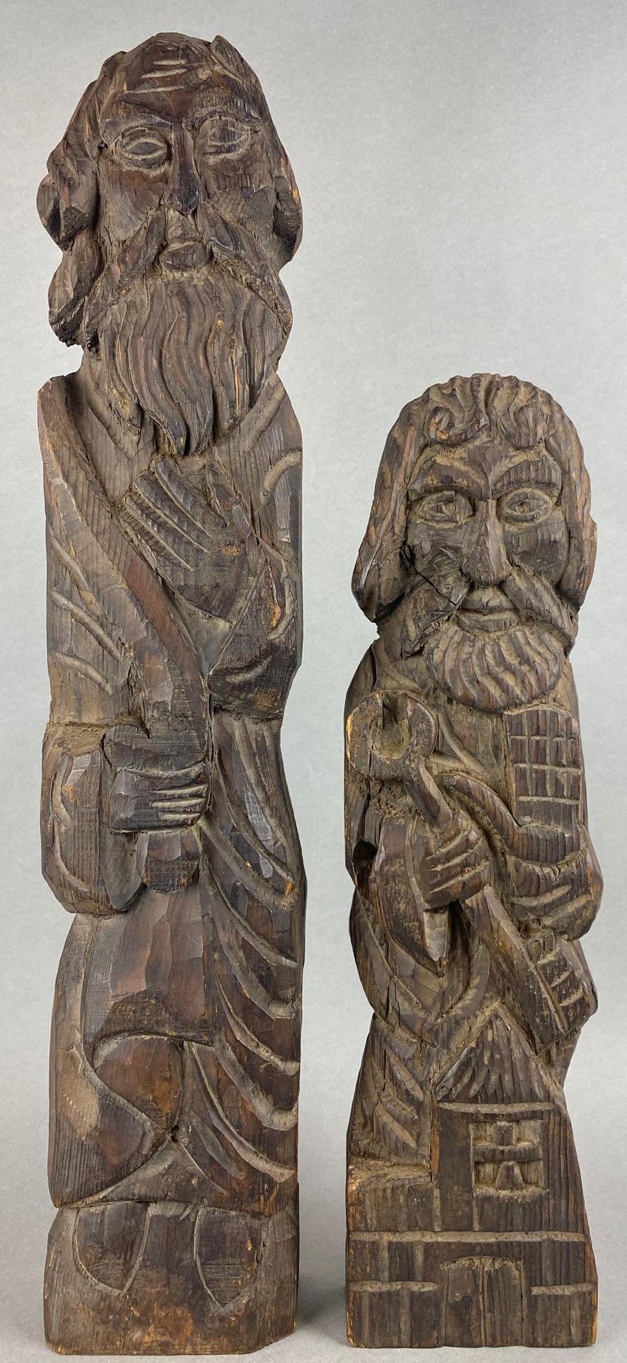 Pre 18th Century 2 carved wood religious statues (1 of 5)