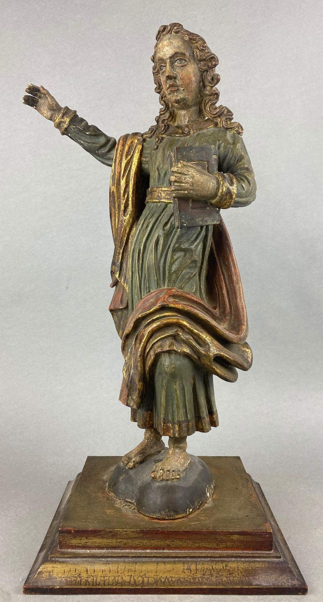 17th-18th Century Polychrome Carved Wood Religious (1 of 8)