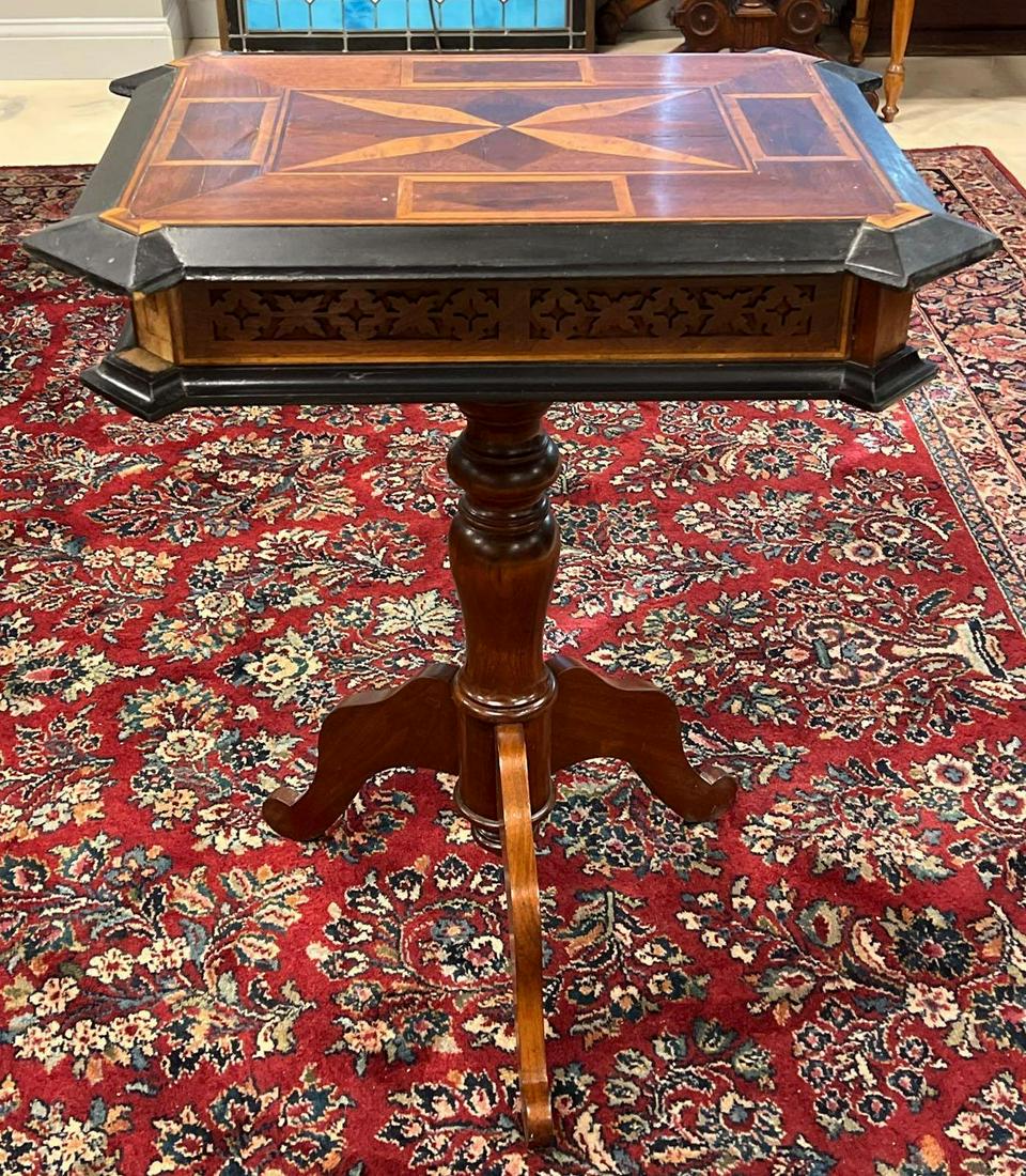 Antique Walnut Inlayed Table with Drawer (1 of 6)