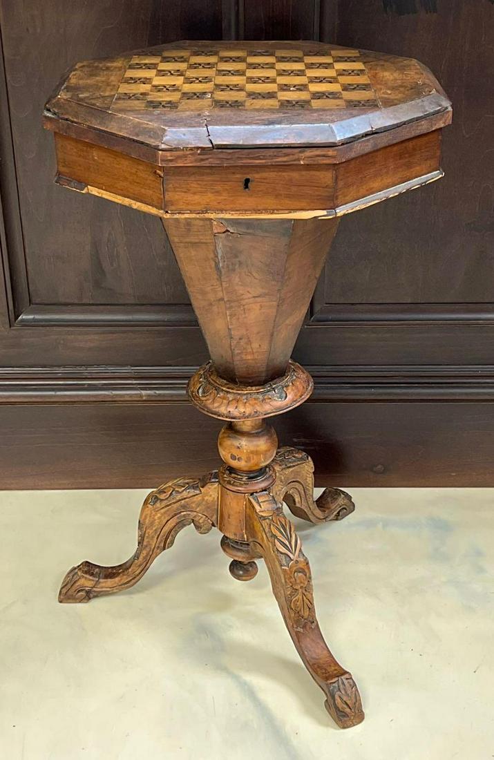 Antique Burled Walnut Chess Board Table (1 of 5)