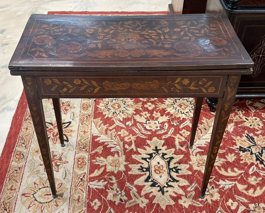 Antique Inlayed Walnut Game Table (1 of 6)