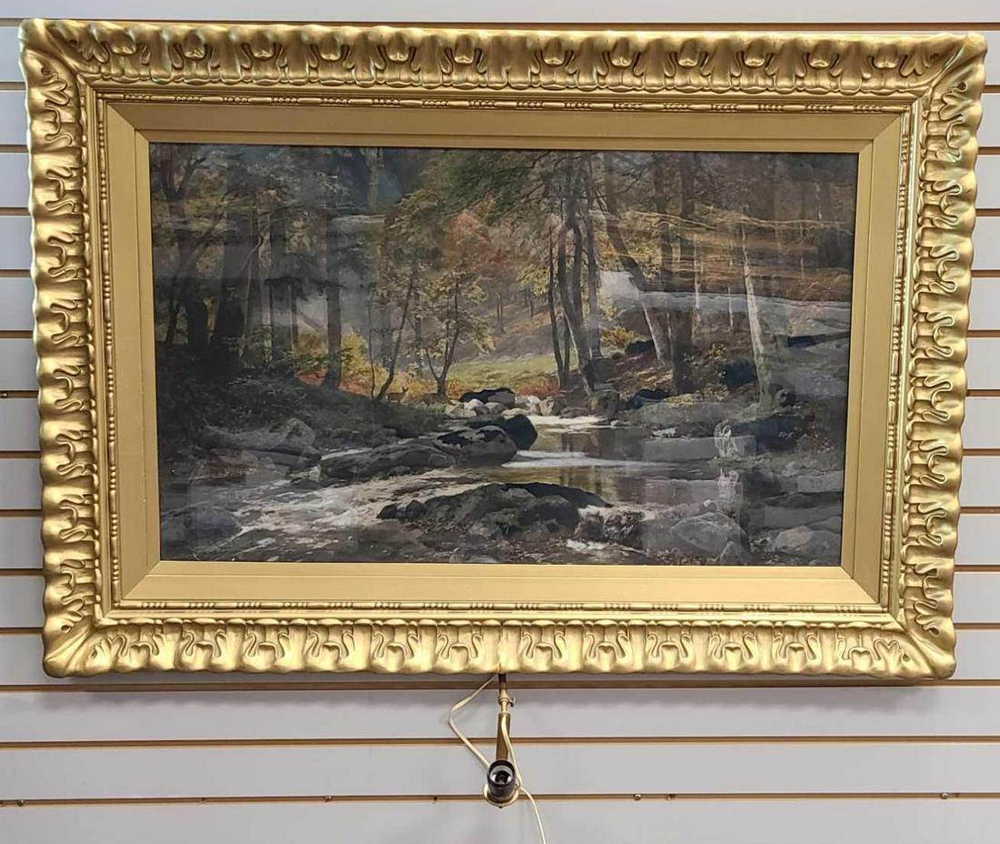 19th Century Heinrich Bohmer Forest Stream Landscape (1 of 7)