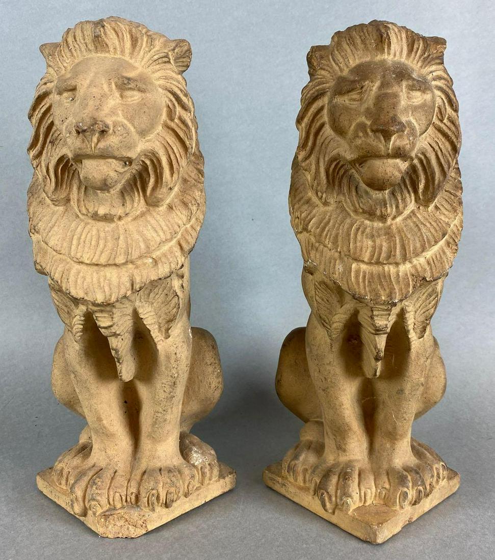 19th Century Pair of Terracotta Lions Architectural (1 of 6)