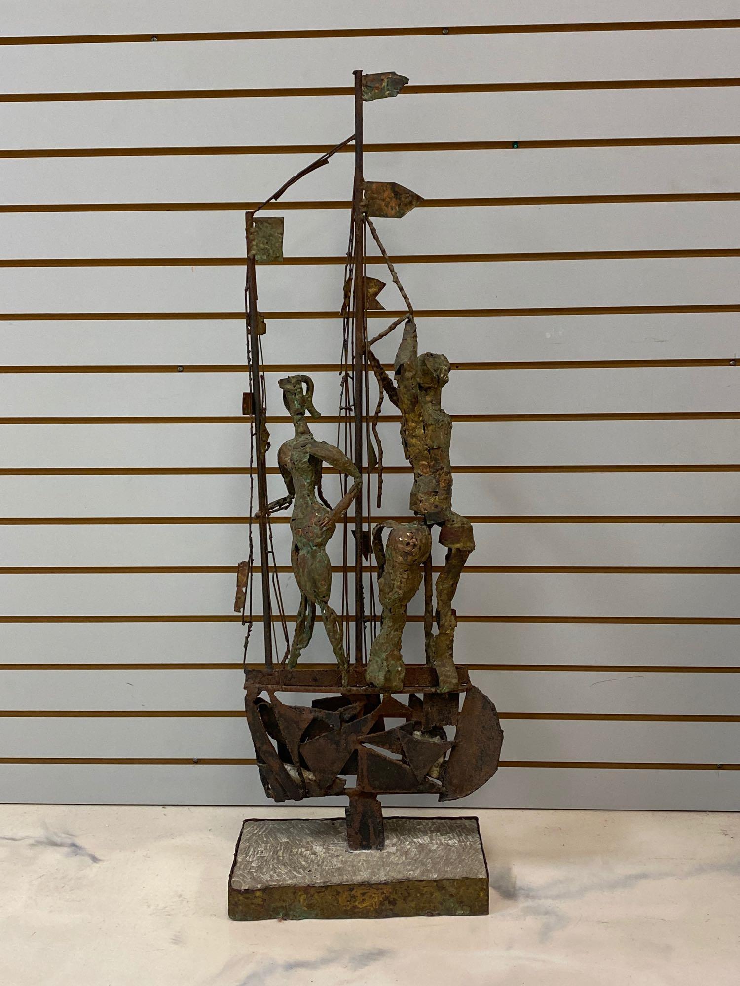 Abbott Pattison (American, 1916-1999) Abtract Copper: Abbott Pattison (American, 1916-1999) Abtract Copper and Steel Nautical Sculpture. Measures 42 x 14 inches. The sculpture is loose on the base. Signed on base.