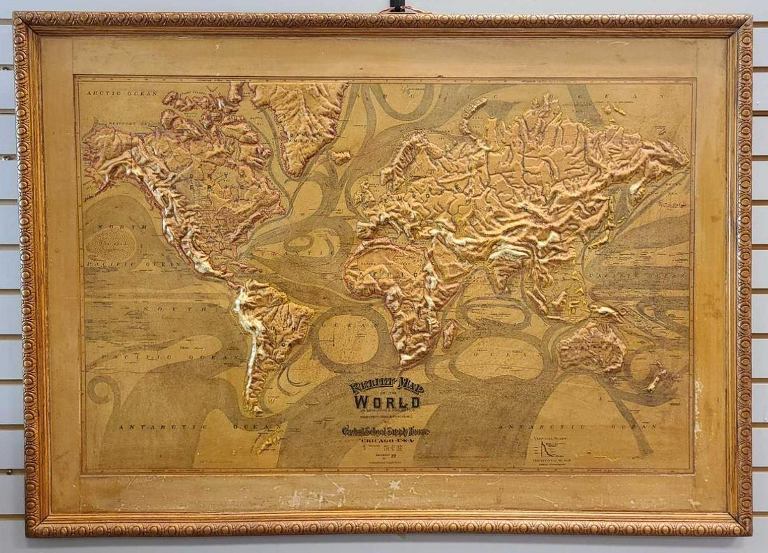 19th Century Relief Map of the World (1 of 9)