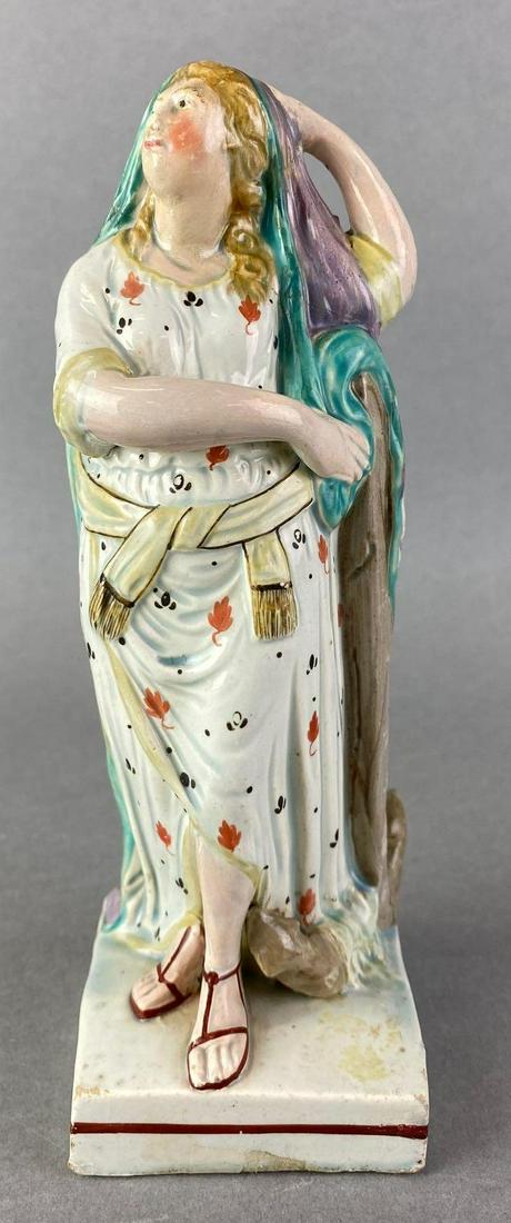 Staffordshire Hope Pearlware Figurine: circa 1800s, hand painted, 7 inches tall