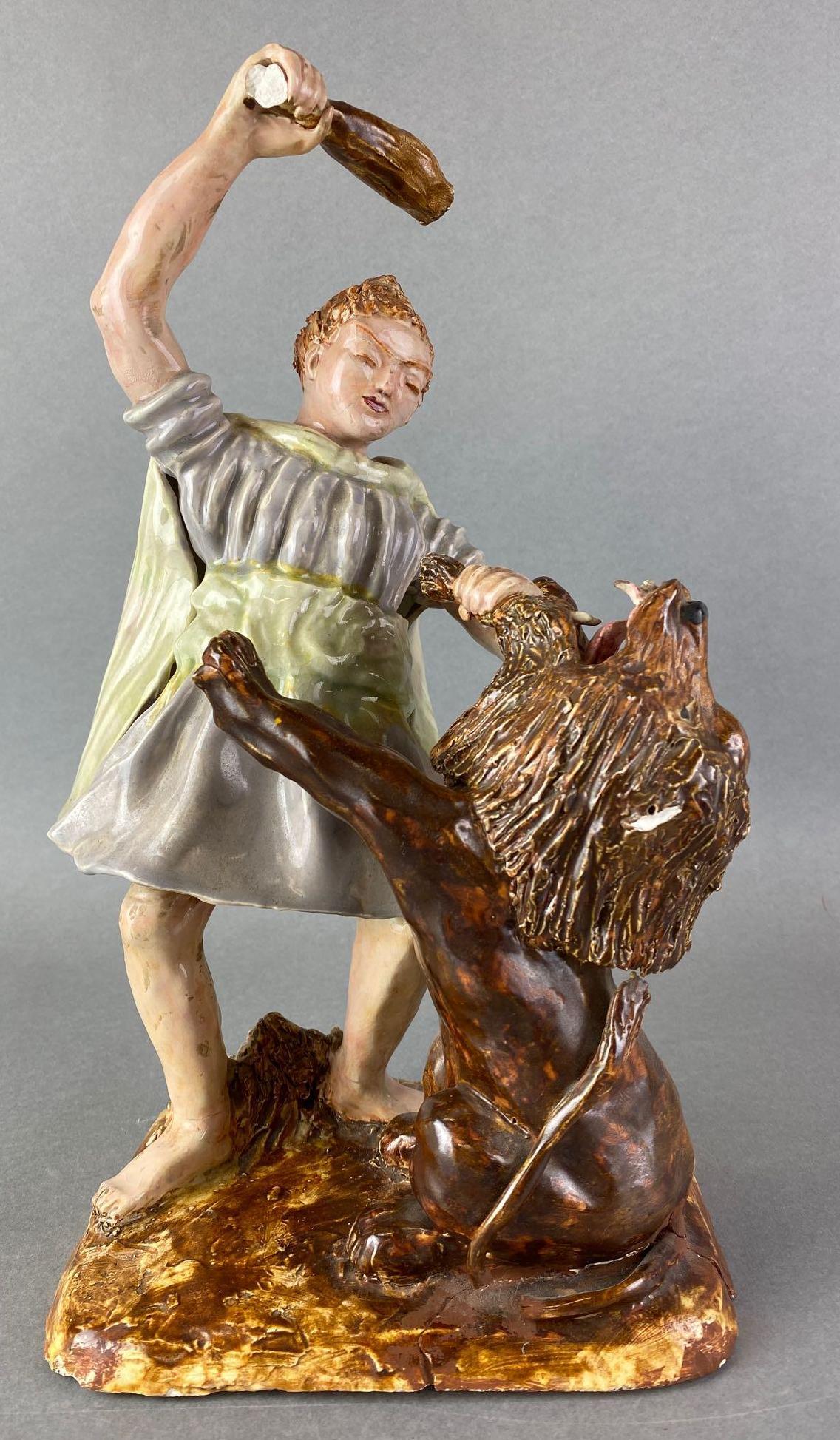 Staffordshire Hercules Fighting Lion Figurine (1 of 12)